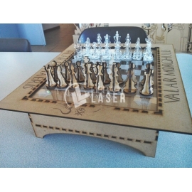 Laser Cut Wooden Chess Set Illustration (.ai) vector file free