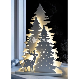 Lámpara árbol y reno de navidad