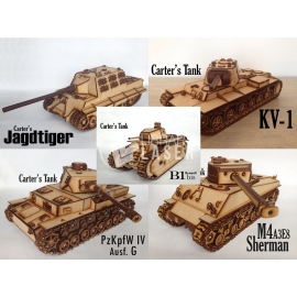 Pack 5 war tanks for Laser Cutting