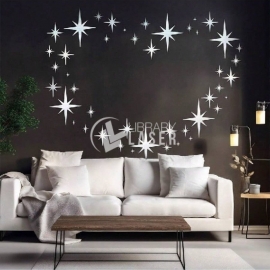 Adhesivo de Pared Espejo Diseño de Estrella 3d