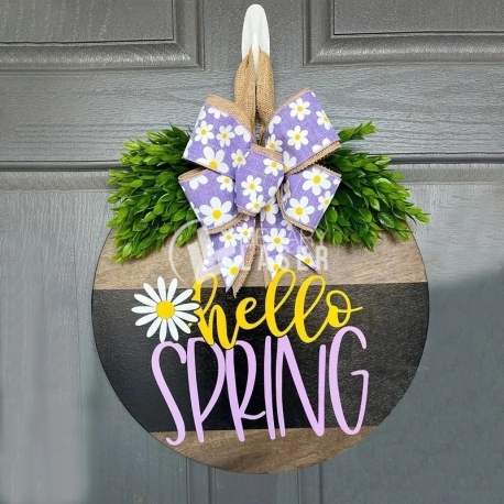 Charming Rustic Hello Spring Daisy Wreath