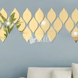 Adhesivos de Pared Espejo Acrílico Diseño Hojas Ovaladas Vintage