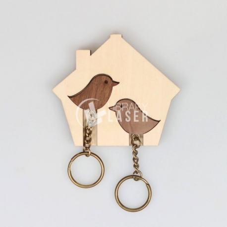 Wooden Bird Key Holder