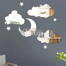 Wall Stickers With Moon Stars And Clouds Mirror Acrylic