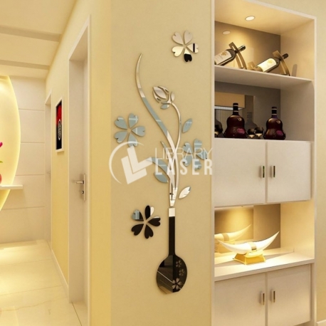 Acrylic 3d Wall Sticker Flower Vase