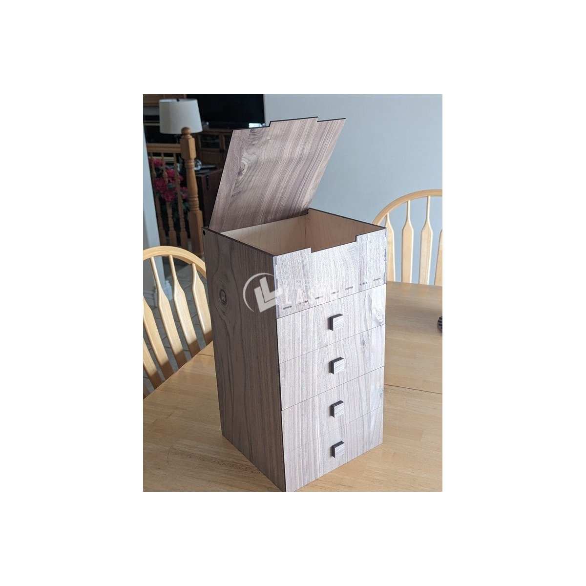 Laser cut wood drawer organizer desk storage file