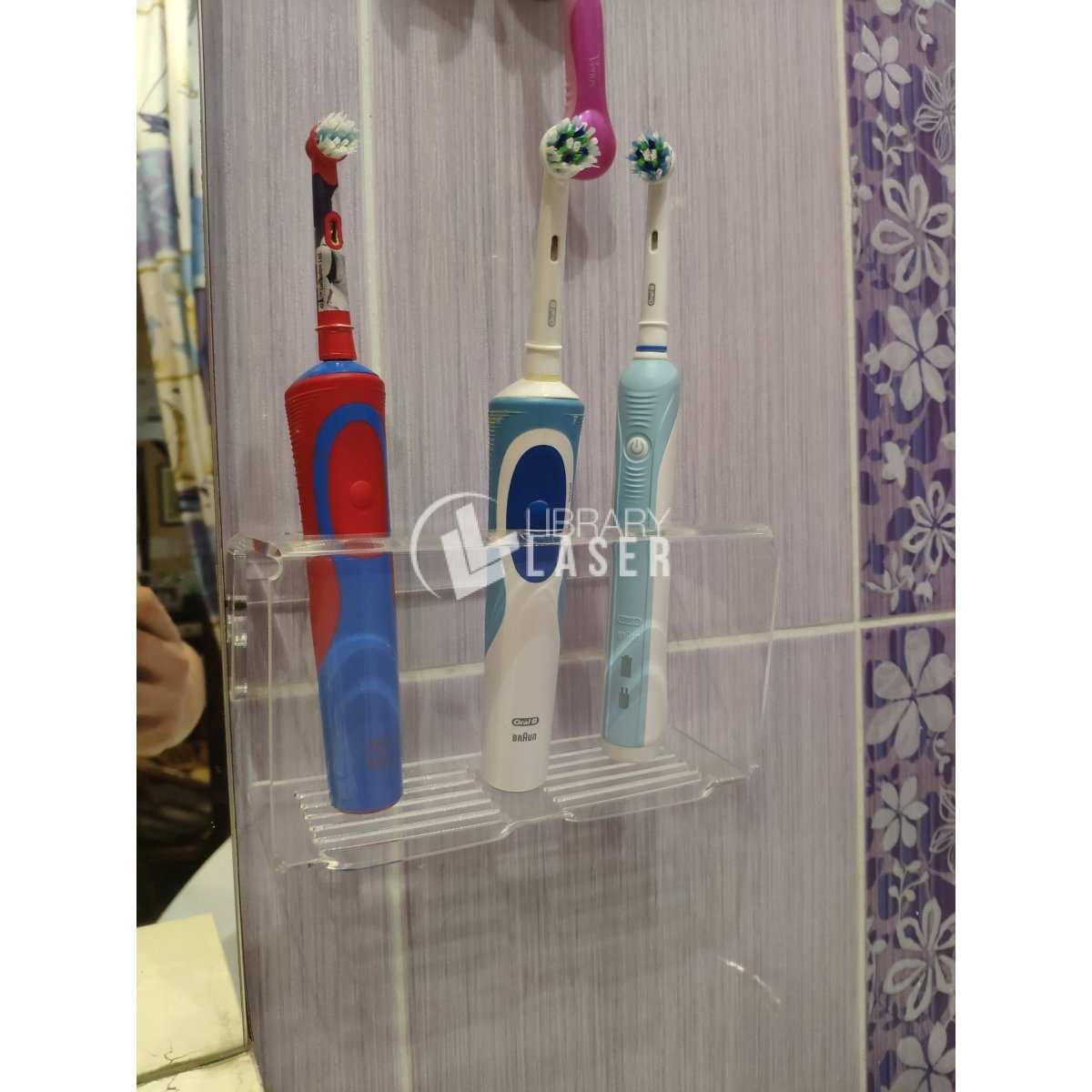 Wall mounted acrylic toothbrush holder 4mm laser cut file