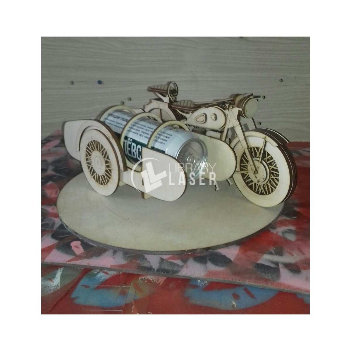 Motorcycle drink holder laser cut wood vector file