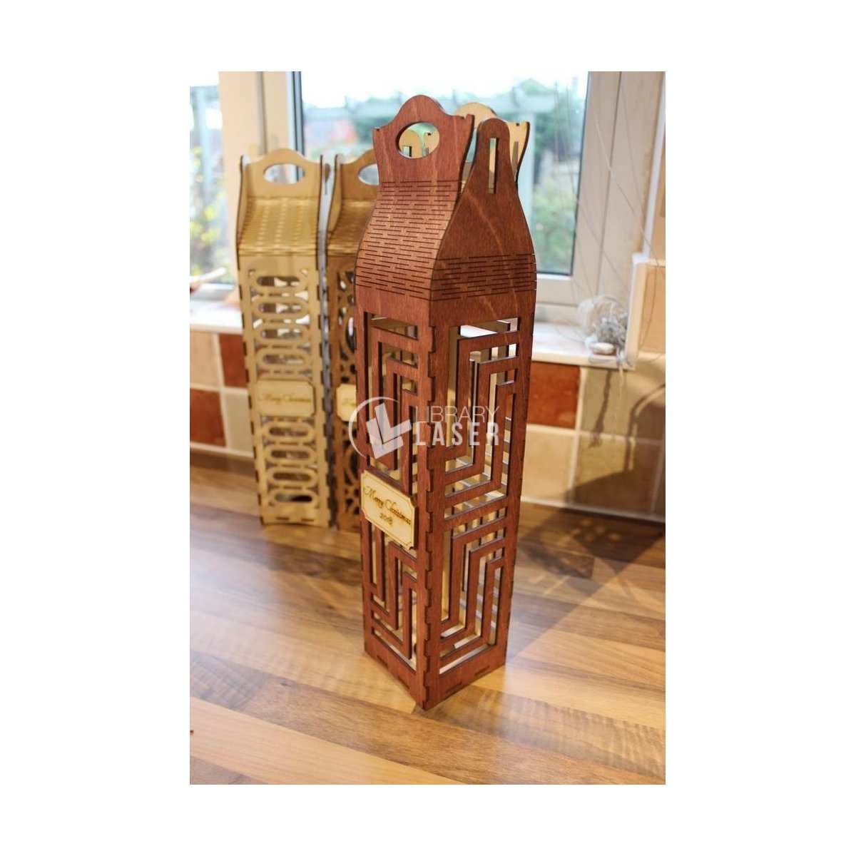 Wine box template laser cut svg vector file