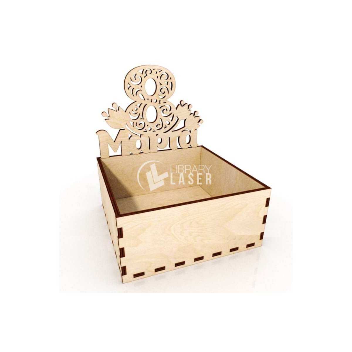 Canasta de madera para regalo Día de la Mujer corte láser