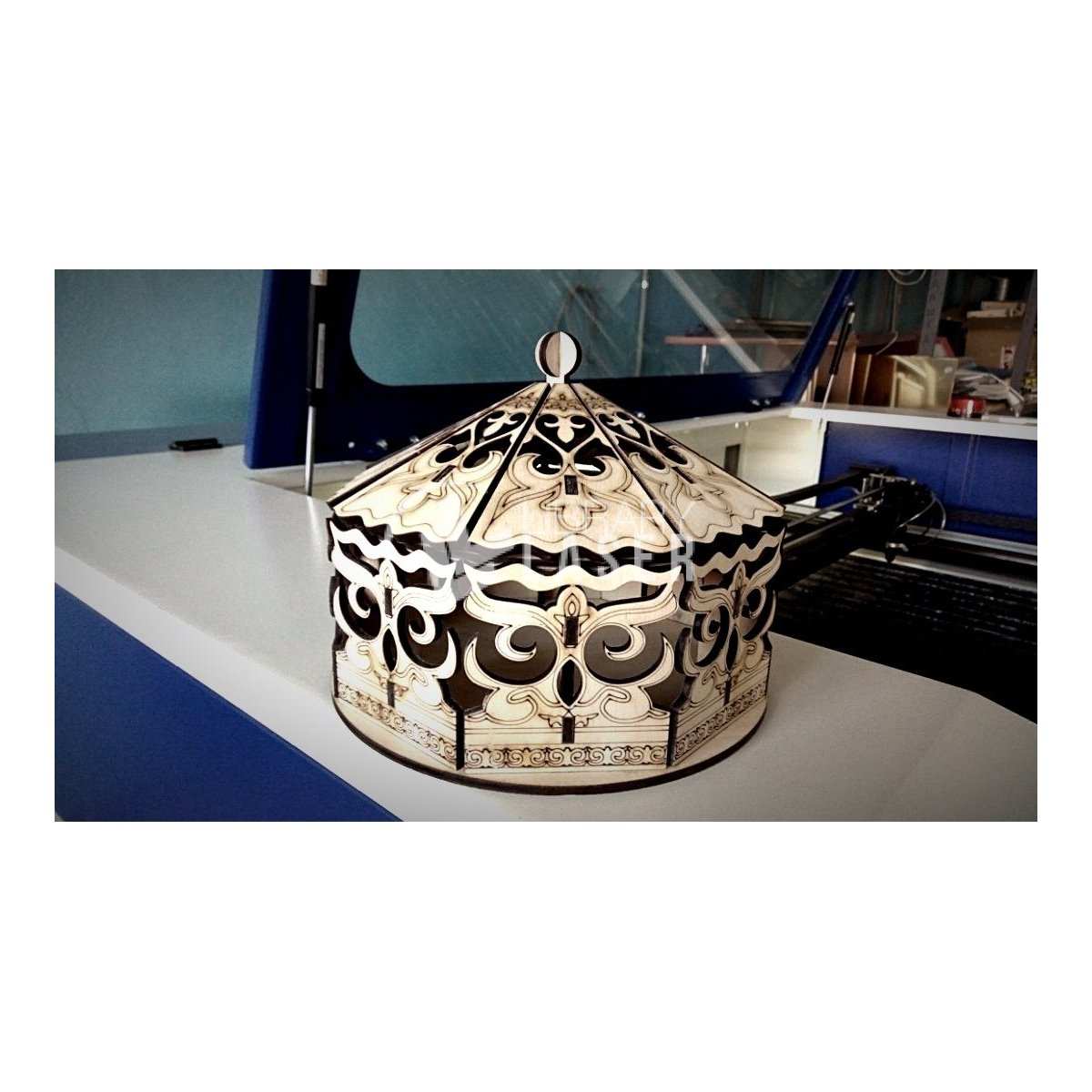 Decorative wooden basket with lid laser cut file