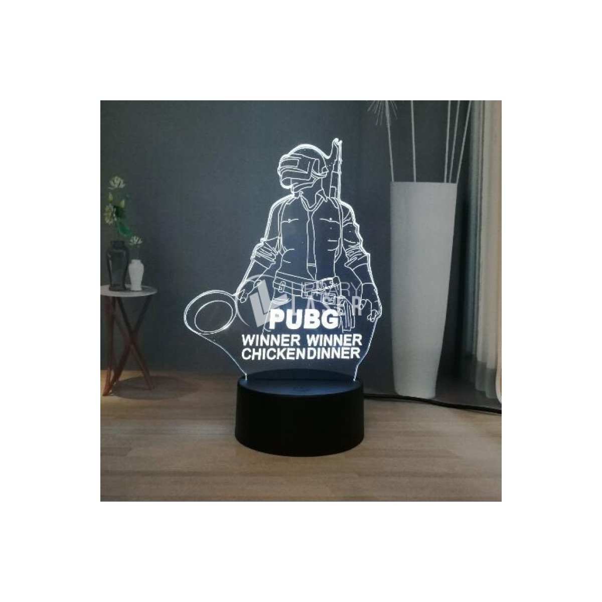 3D PUBG Winner Chicken Dinner lamp laser cut design