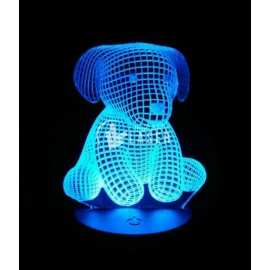 Puppy dog 3D optical illusion lamp laser cut