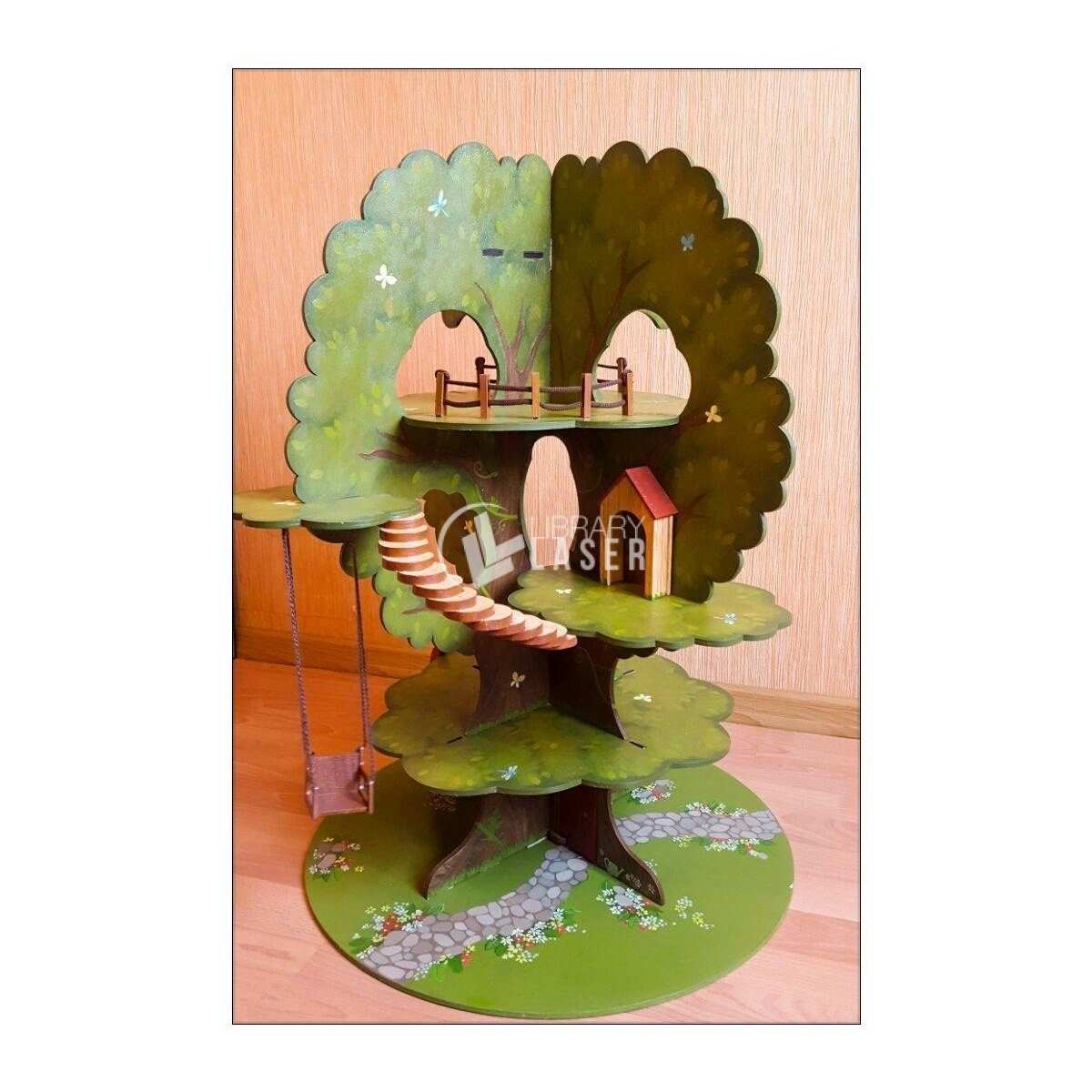Kit de modelo casa en el árbol corte archivo láser