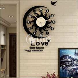 Reloj de pared Sol y Luna decoración hogar corte láser