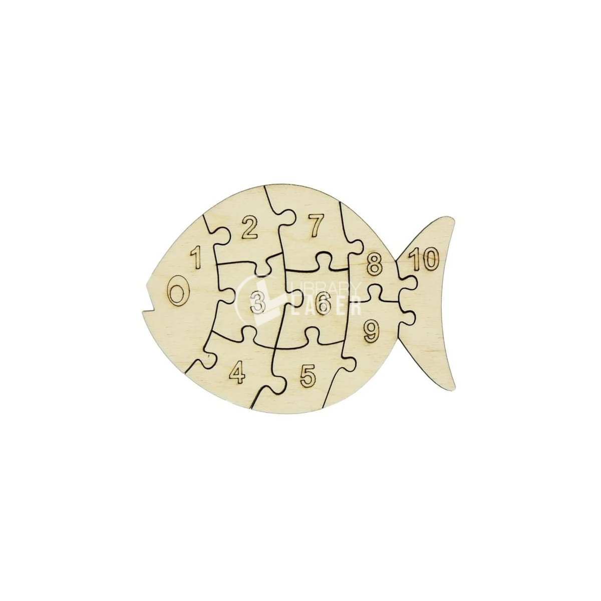 Fish shaped number puzzle preschool wood laser cut