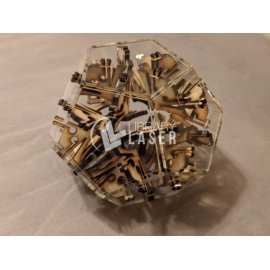 Dodecaedro de ensamblaje (Snap fit) 3mm madera/acrílico