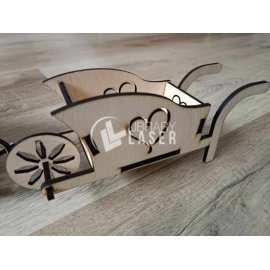 Carretilla decorativa de madera corte láser