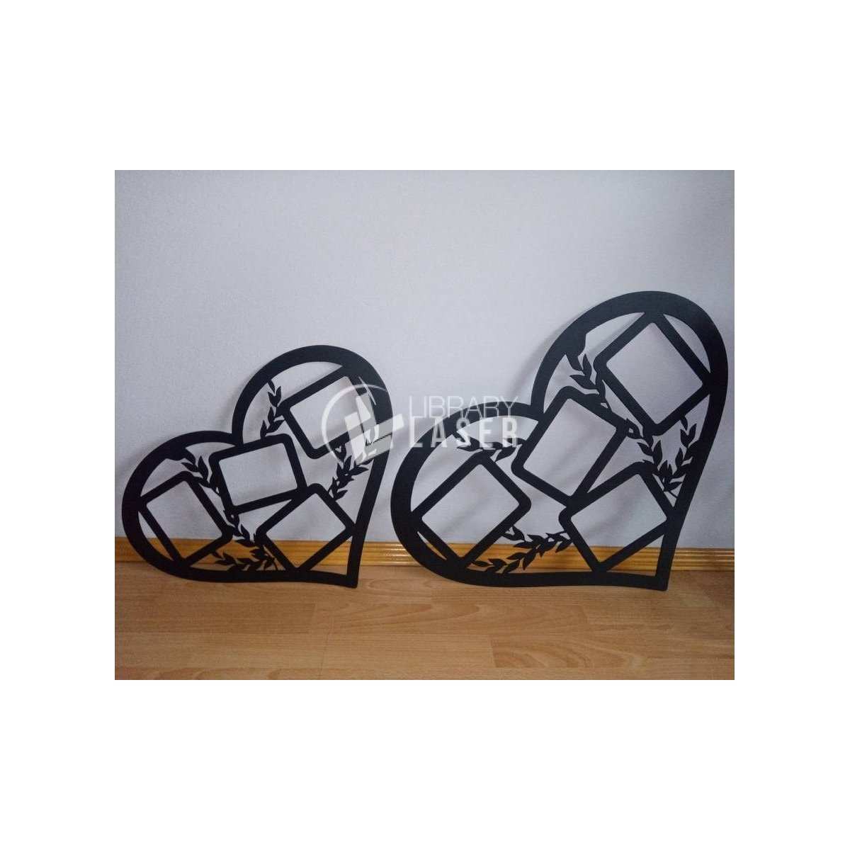 Multi-heart wall photo frame laser cut dxf