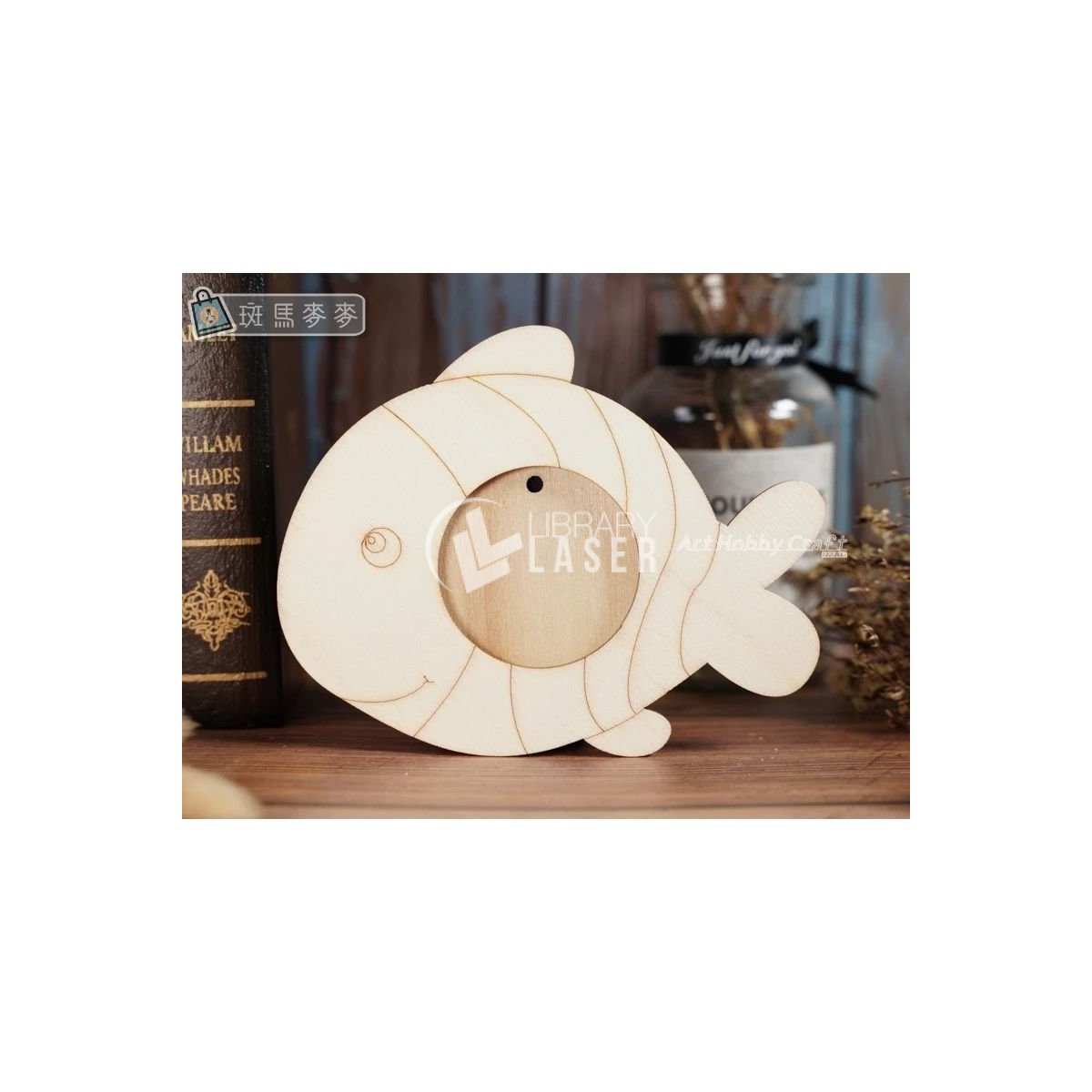 Fish shaped photo frame laser cut vector