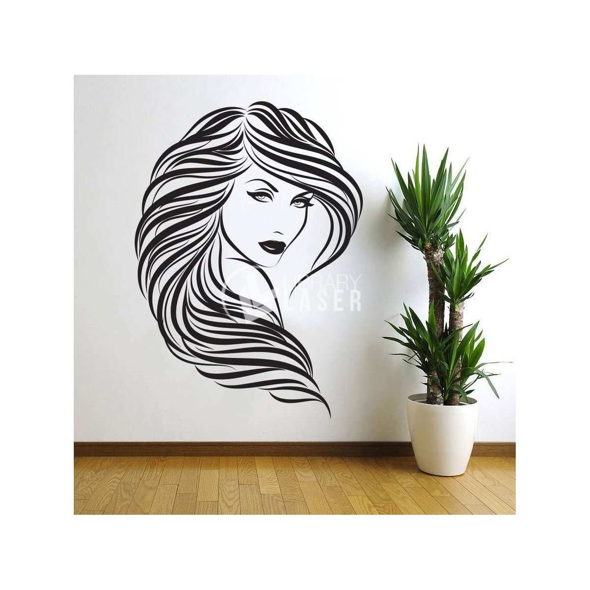 Beauty salon woman wall art laser cut dxf