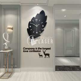 Reloj de pared 3D hojas decoración moderna láser