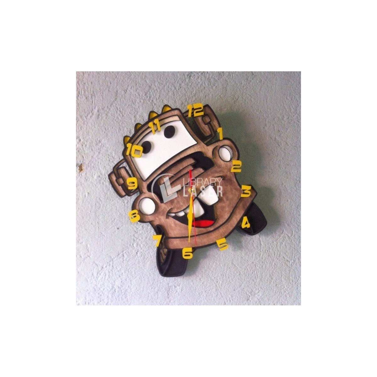 Tow Mater (Cars) wall clock laser cut plan
