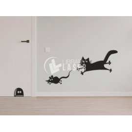 Decoración de pared gato y ratón archivo láser