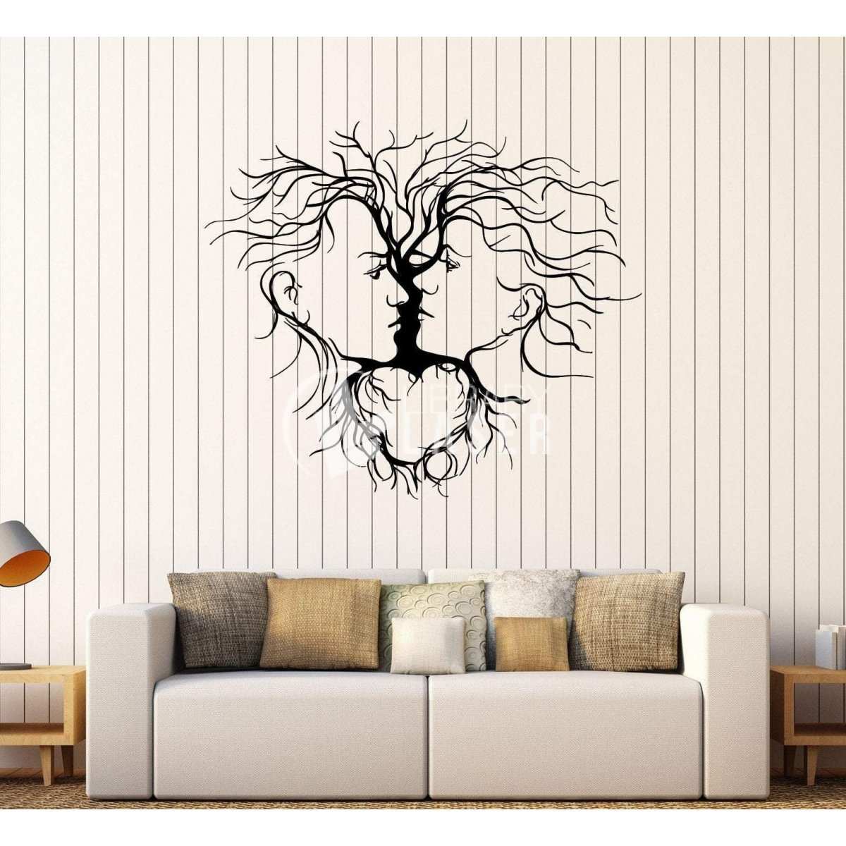 Abstract loving couple tree laser cut dxf