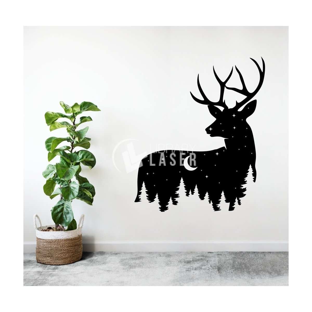 Wildlife deer wall art laser cut vector file