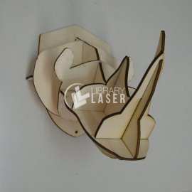 Puzzle 3D cabeza de rinoceronte pared archivo