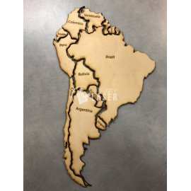 South America map puzzle laser cut dxf