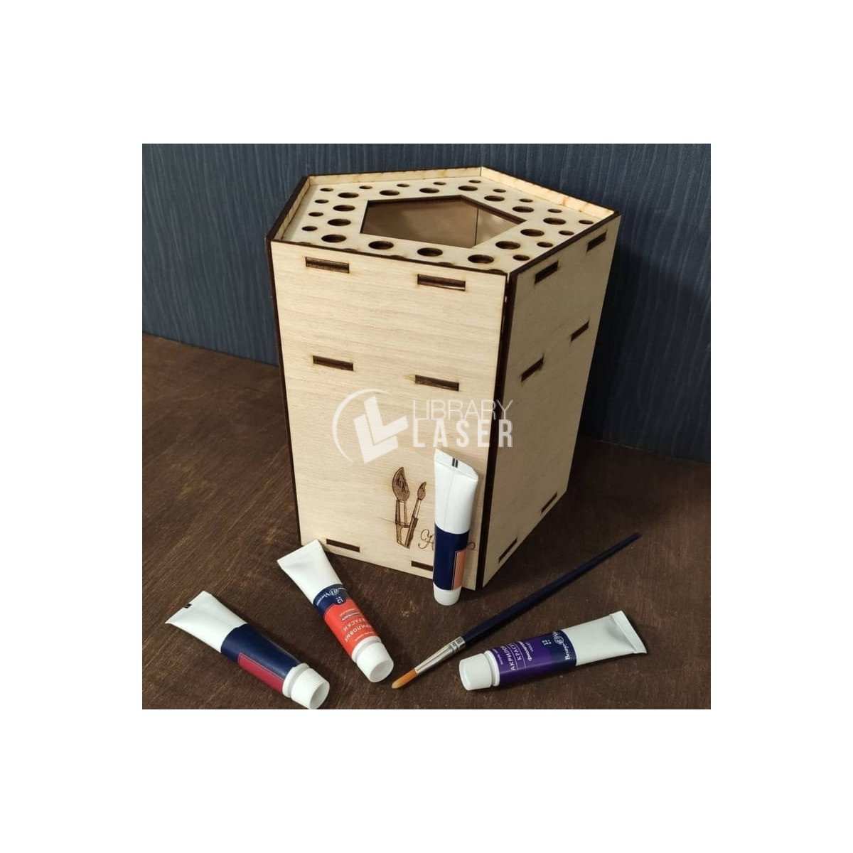 Artist paint brush organizer laser cut file