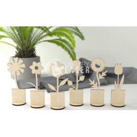 Flores y plantas de madera archivo para láser