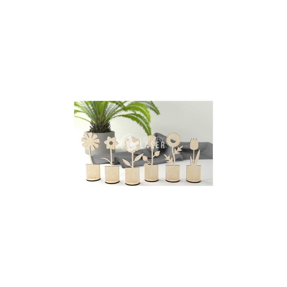 Wooden flowers and plants laser cut dxf