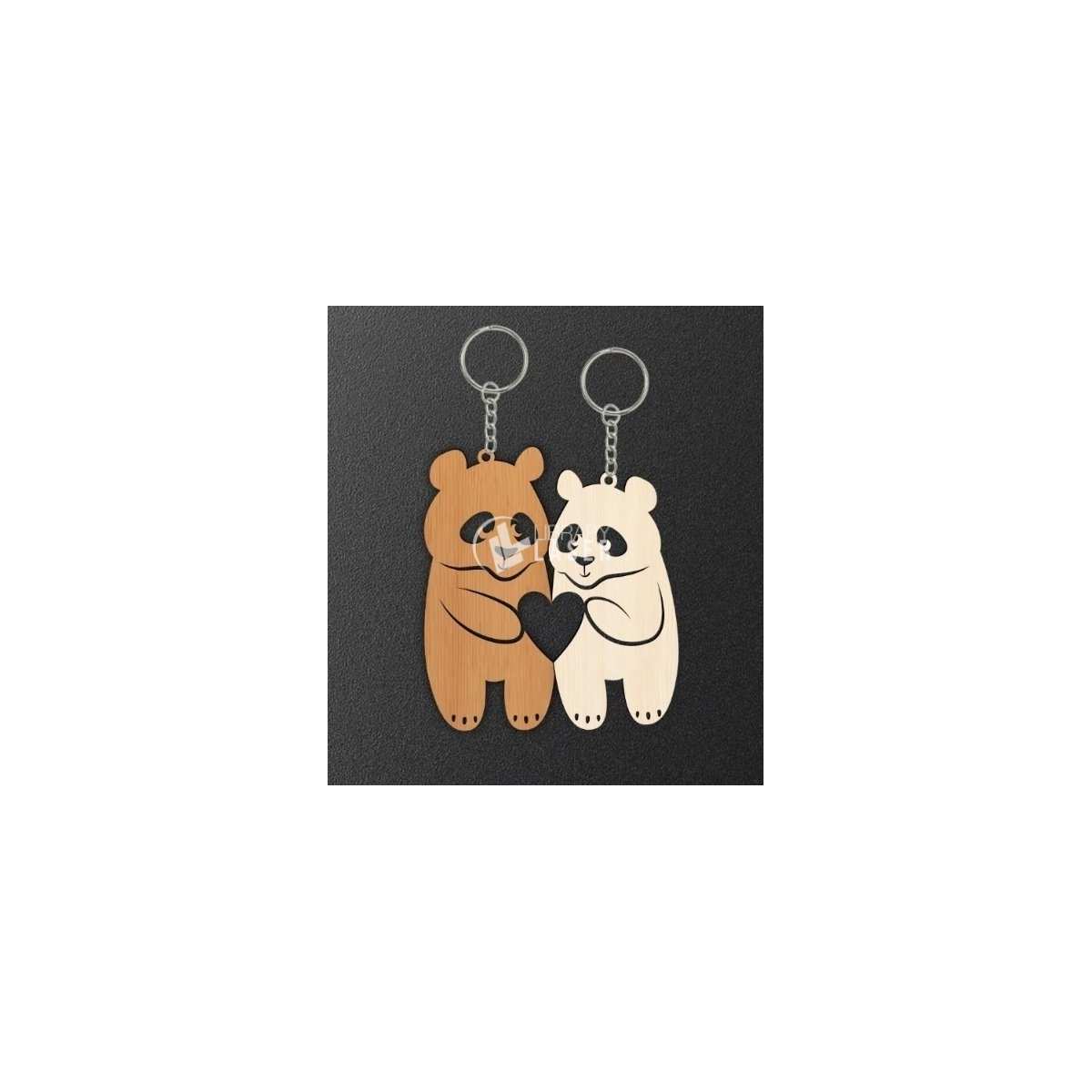 Llavero de panda para corte archivo láser