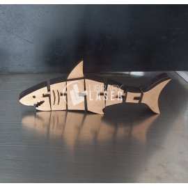 Tiburón articulado de madera archivo láser