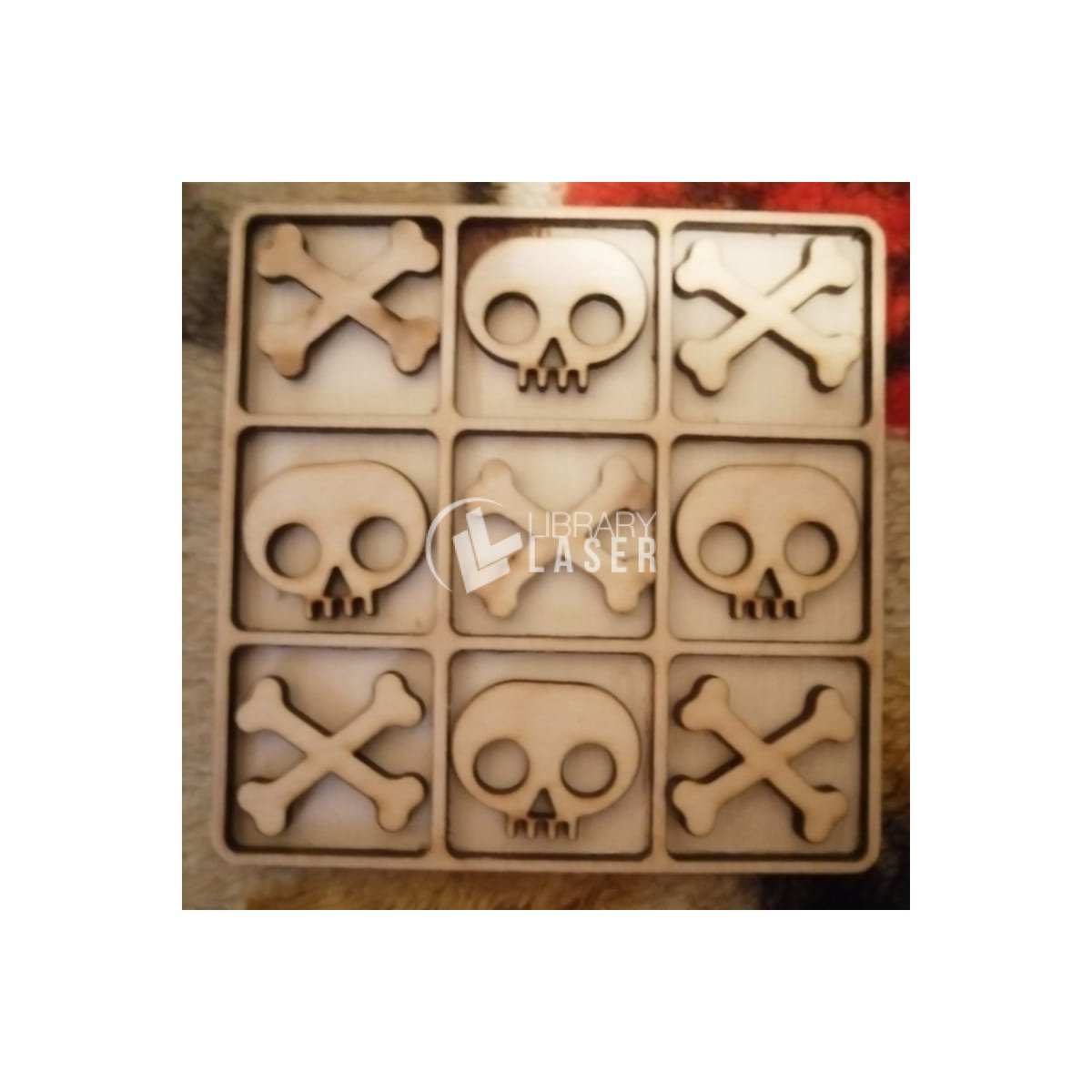 Skull Tic Tac Toe game laser cut vector