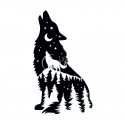 Howling wolf decal engraving laser cut
