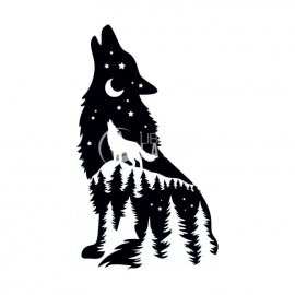 Howling wolf decal engraving laser cut
