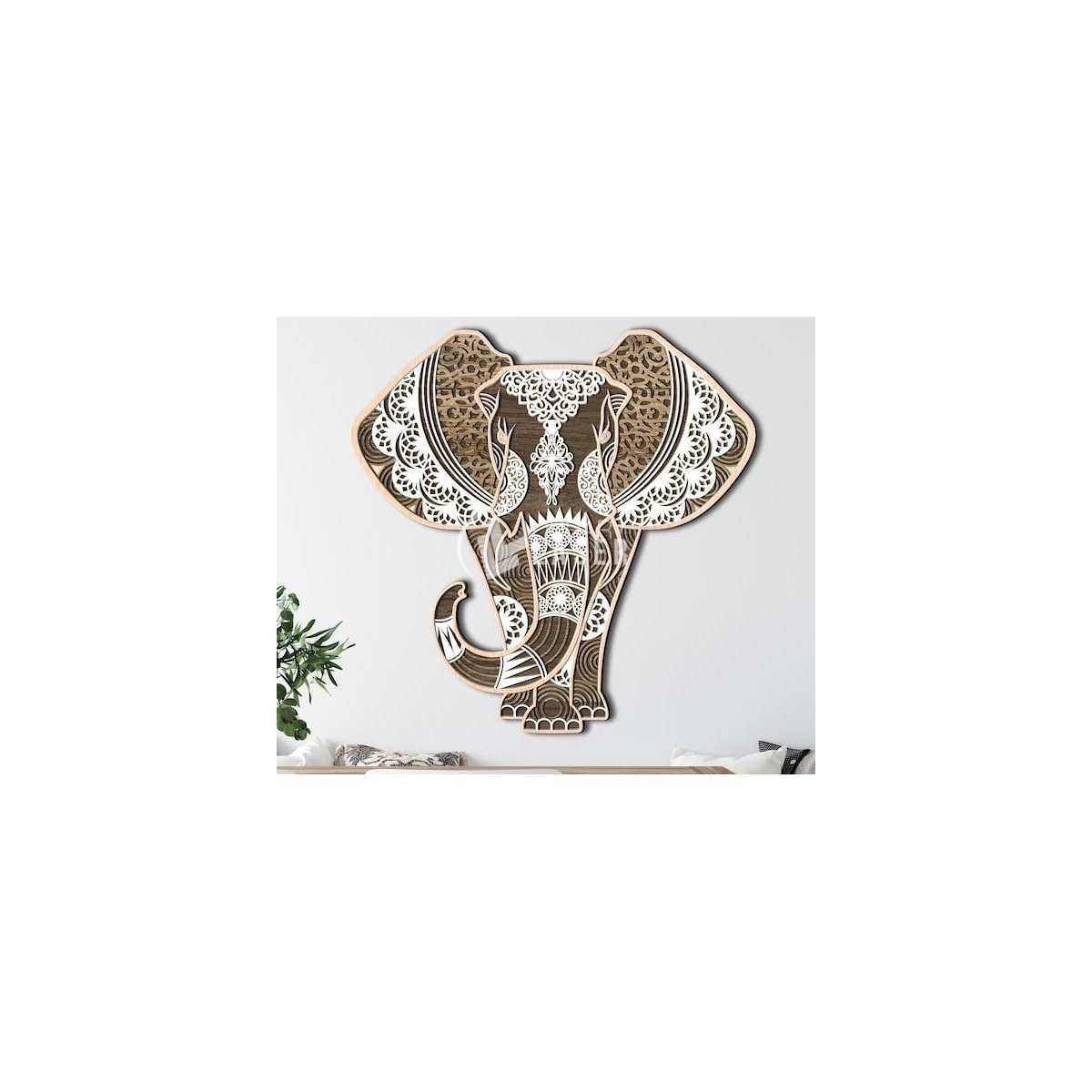 Multi-layer Elephant Mandala laser cut svg
