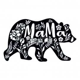 Mama Bear floral art laser cut vector file