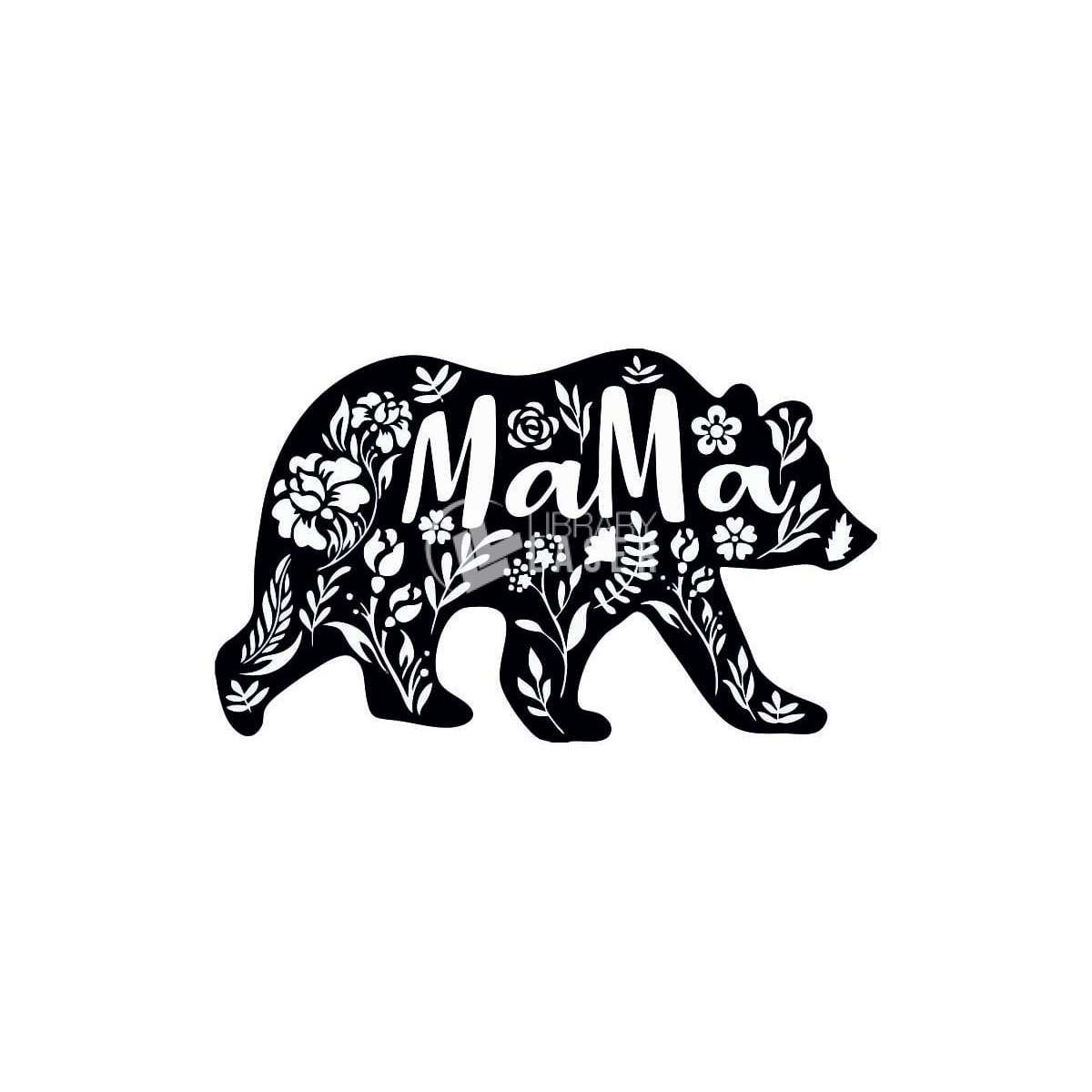 Mama Bear floral art laser cut vector file