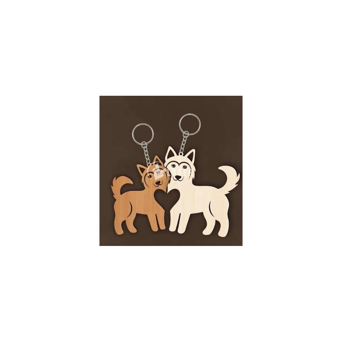 Llavero de lobo para corte archivo láser
