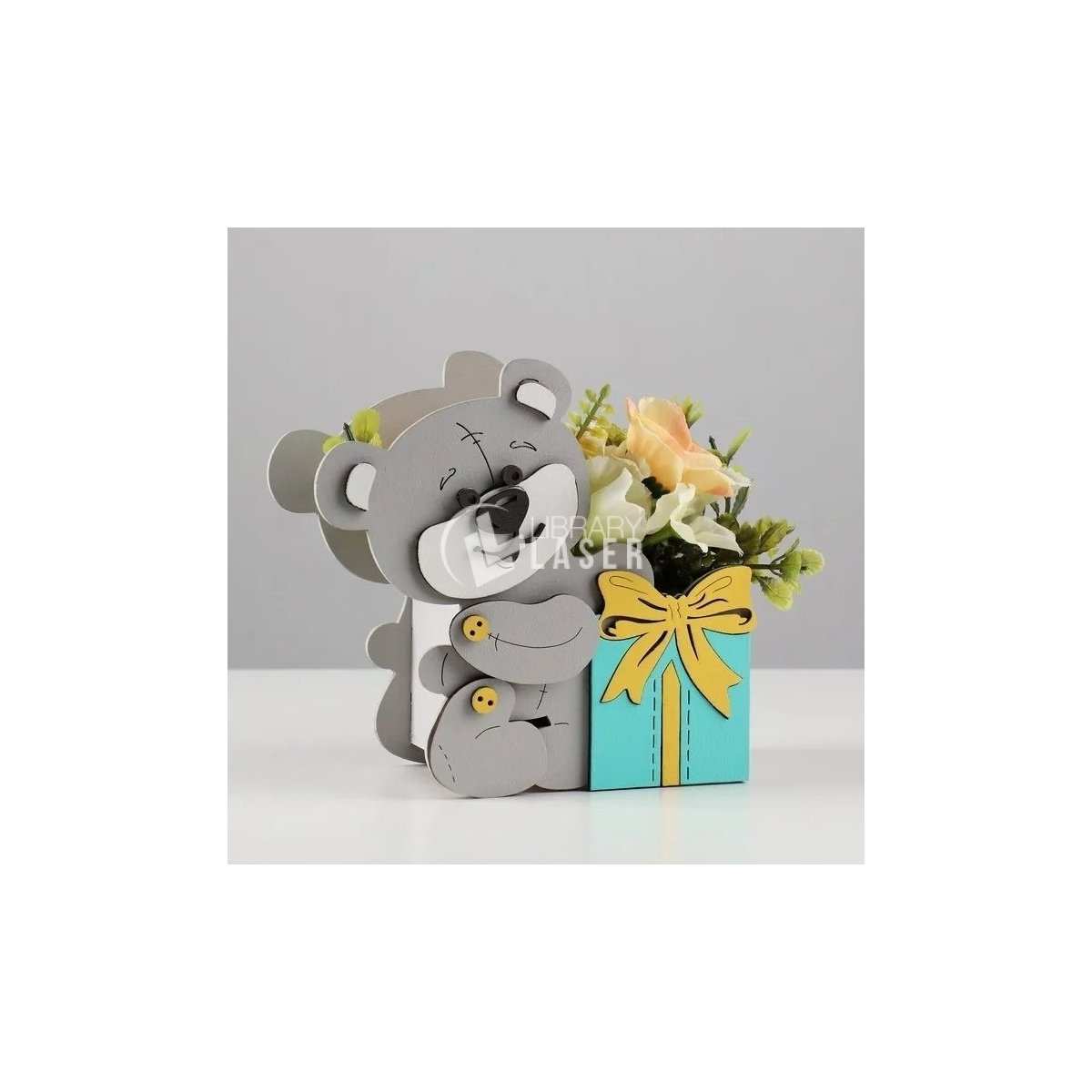 Portaflores de peluche (Teddy Bear) láser