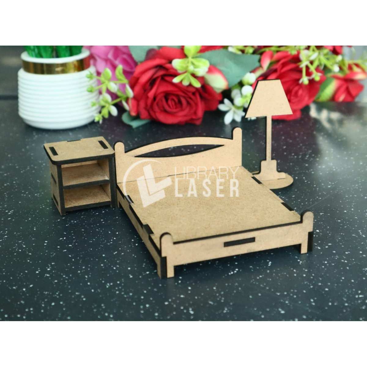Dollhouse bedroom furniture laser cut file