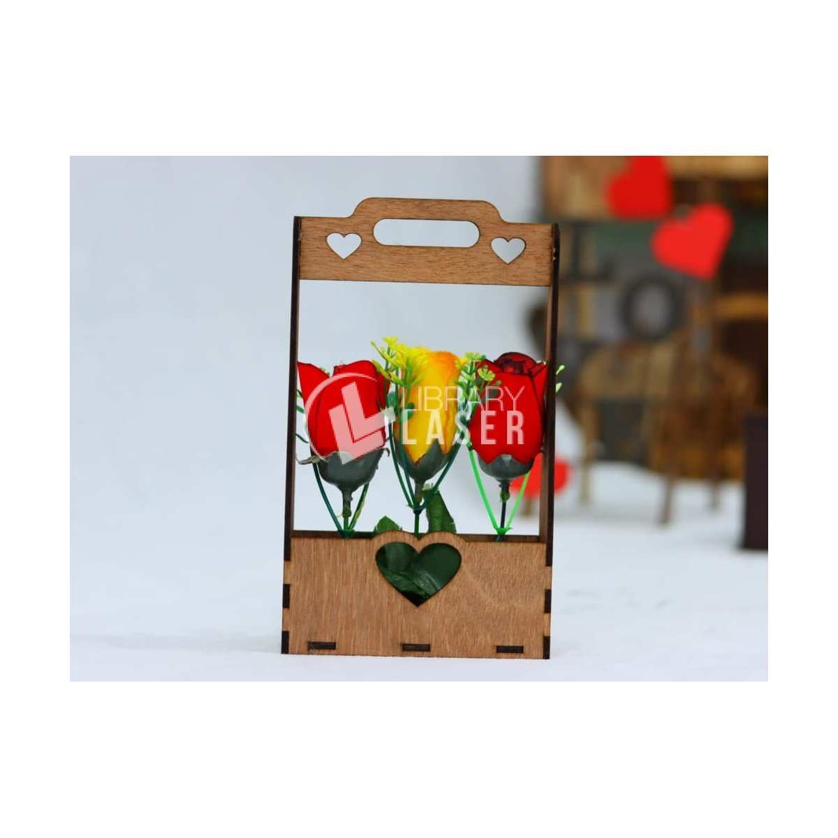 Soporte para flores de madera archivo láser