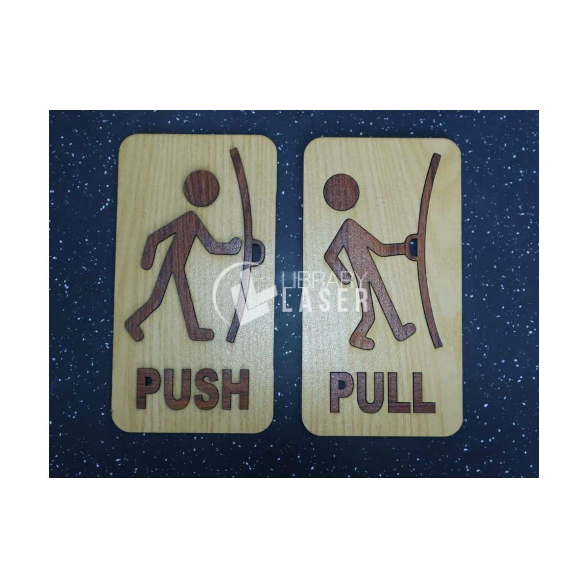 Letreros para puerta 'Empuje/Jale' archivo láser