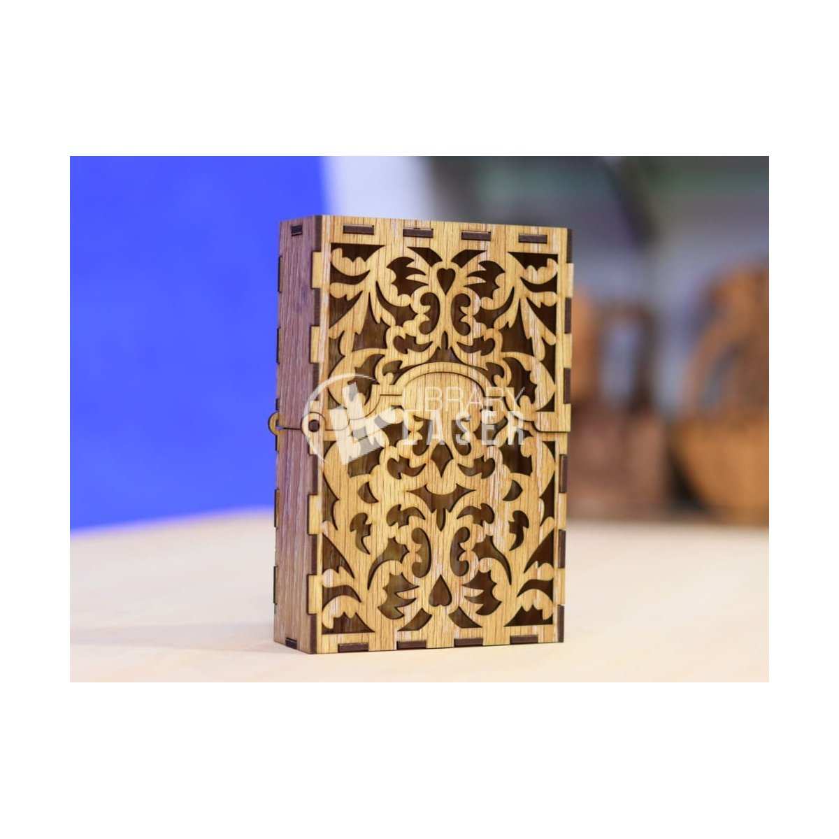 Wooden playing card box laser cut vector