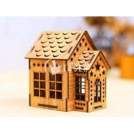 Small wooden house model laser cut vector
